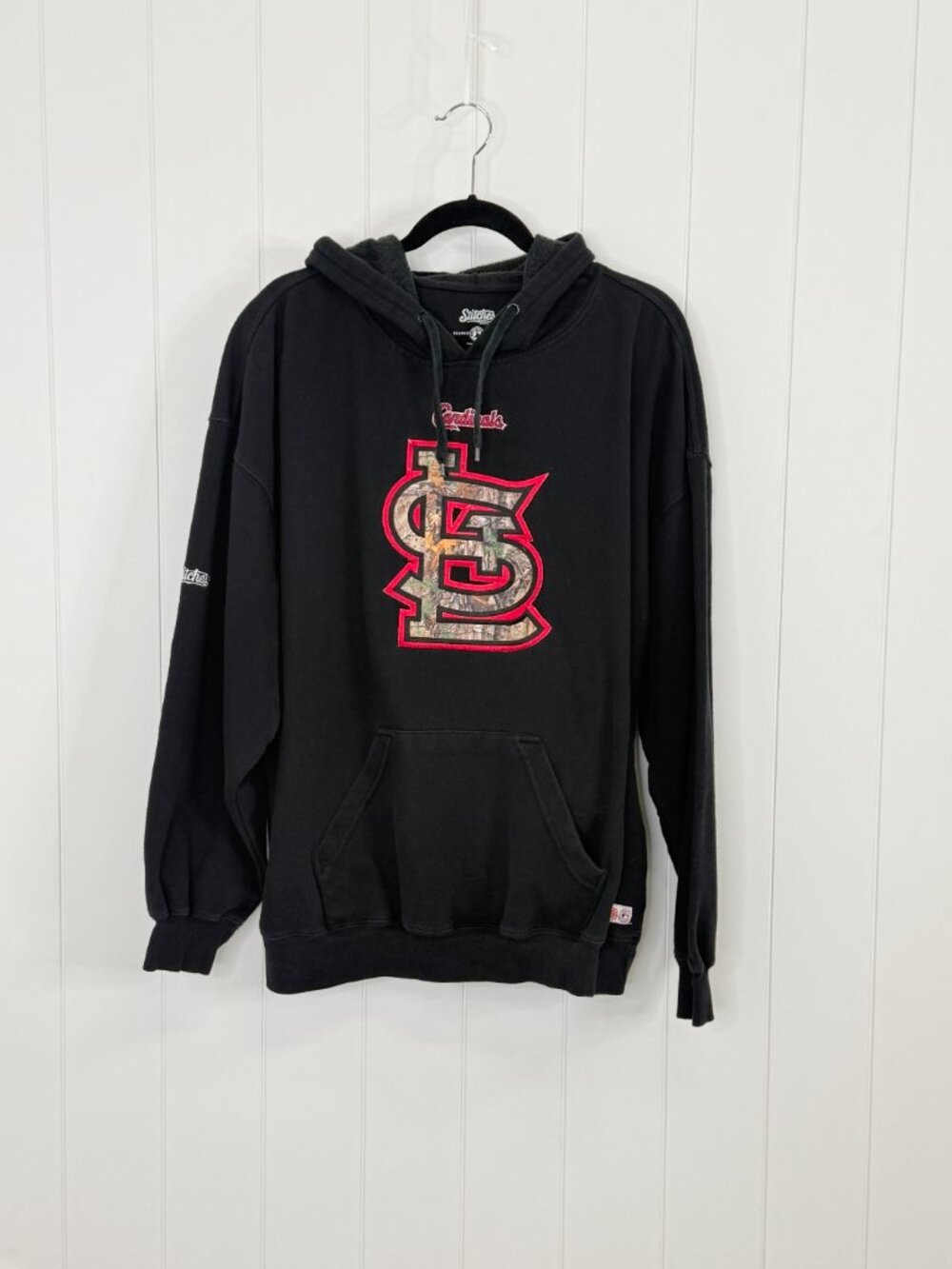 St Louis Cardinals Hoodie 2XL Black Camo Logo Stitches Mens MLB Baseball XXL